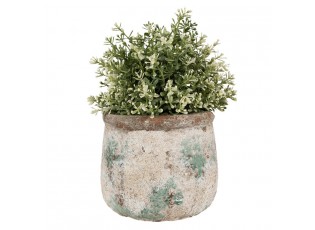 Dekorativní béžovo-zelený antik terakotový květináč Teracci - Ø 16*13 cm