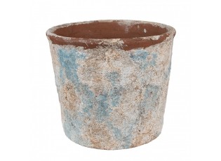 Dekorativní béžovo-modrý antik terakotový květináč Teracci - Ø 23*20 cm