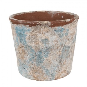 Dekorativní béžovo-modrý antik terakotový květináč Teracci - Ø 23*20 cm