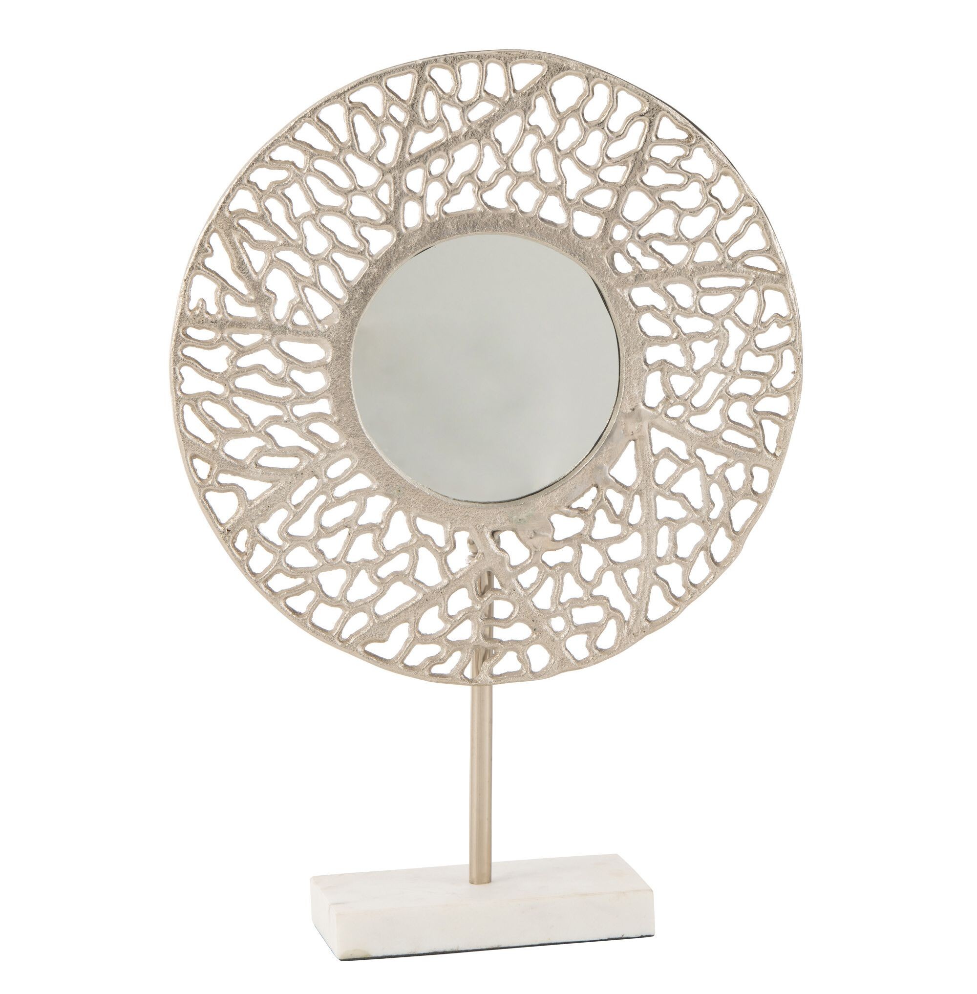 Champagne stolní zrcadlo na mramorovém podstavci Coral - 34*10*50 cm