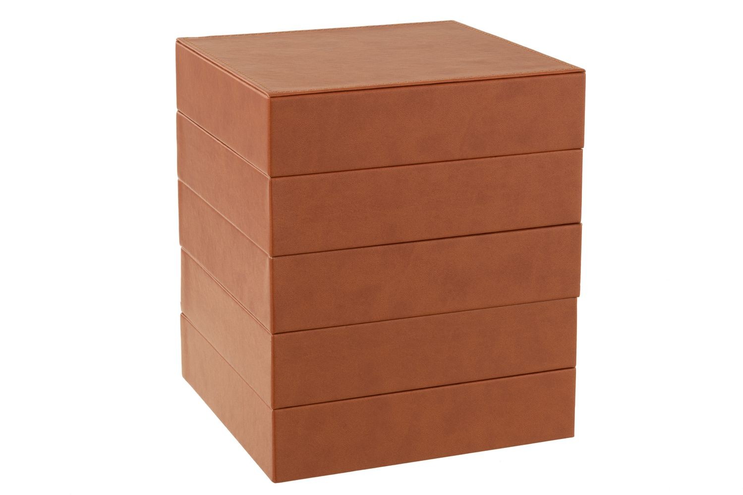 Hnědá 4-patrová šperkovnice z umělé kůže Cognacco - 20*20*22 cm
