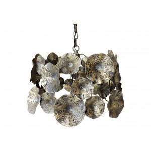 Mosazný antik kovový lustr s květy Vilolé - 51*33 cm/ E27/ 40W