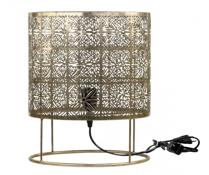 Mosazná antik kovová stolní lampa se vzorem Tappie - 30*36 cm/ E27/ 40W