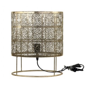 Mosazná antik kovová stolní lampa se vzorem Tappie - 30*36 cm/ E27/ 40W