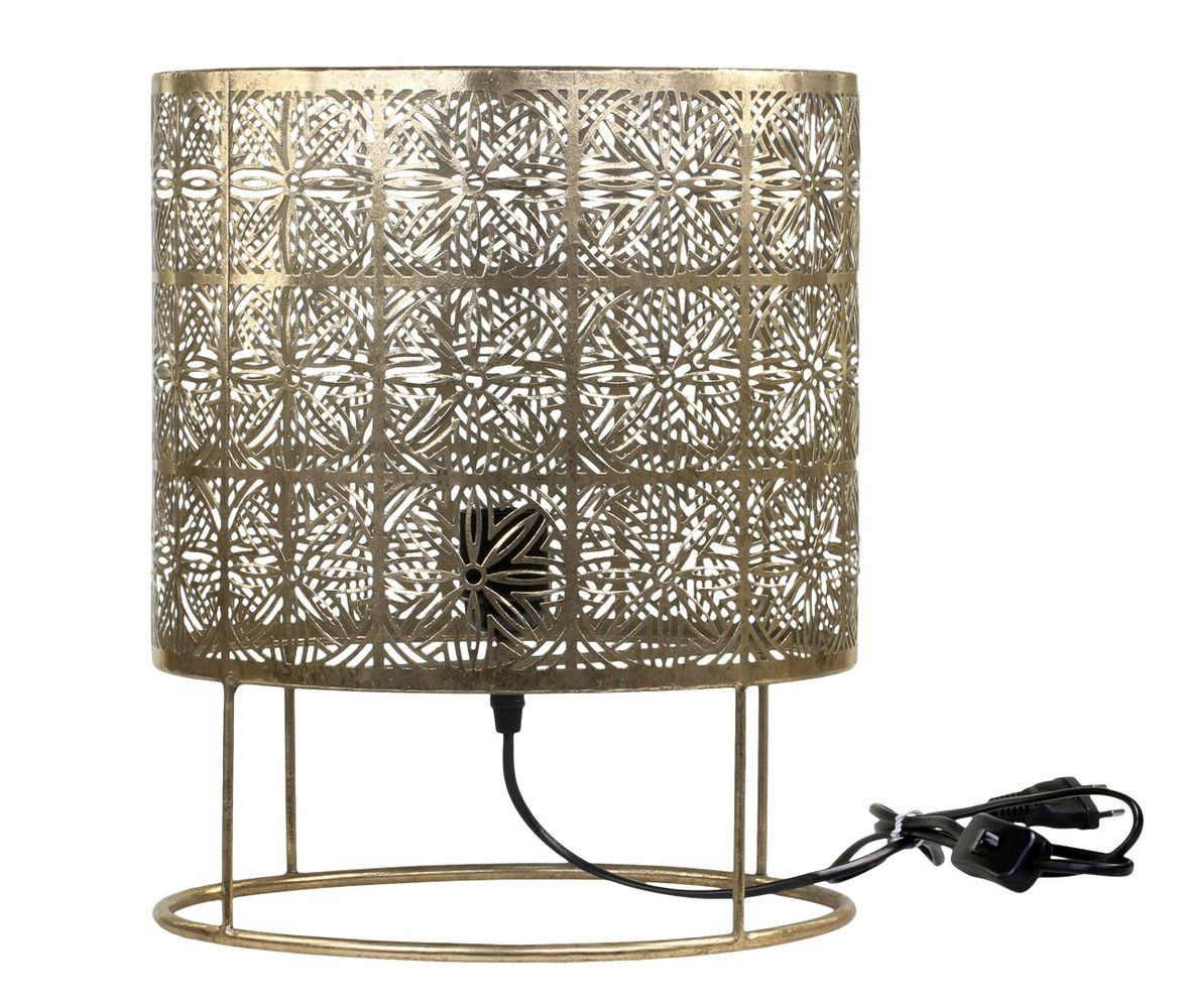 Mosazná antik kovová stolní lampa se vzorem Tappie - 30*36 cm/ E27/ 40W