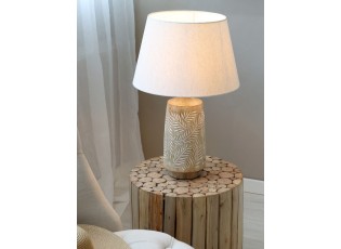 Stolní lampa s dřevěnou základnou a lněným stínidlem Pipp - 37*57 cm/ E27