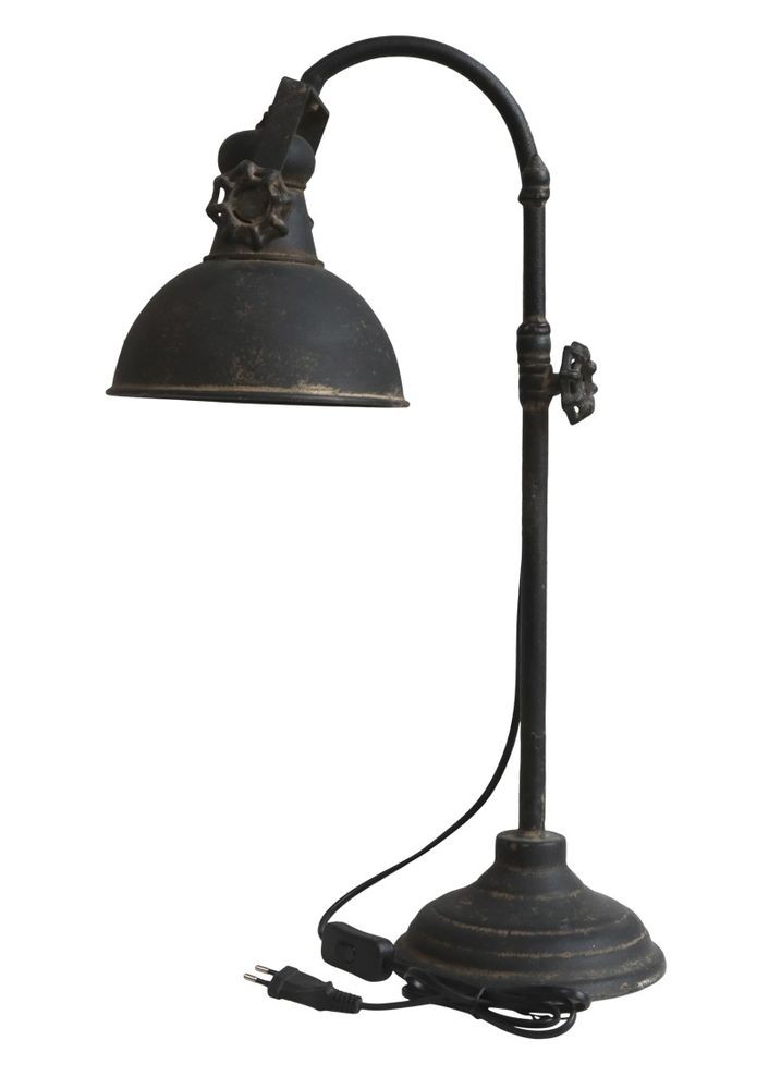 Černá antik stolní lampa s patinou Factory - 53 cm / E14