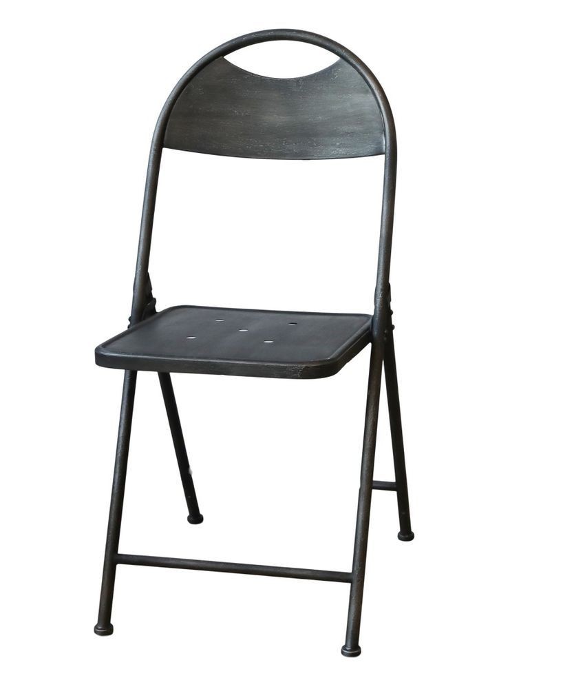 Černá antik kovová skládací židle Factory Chair - 42*53*89 cm