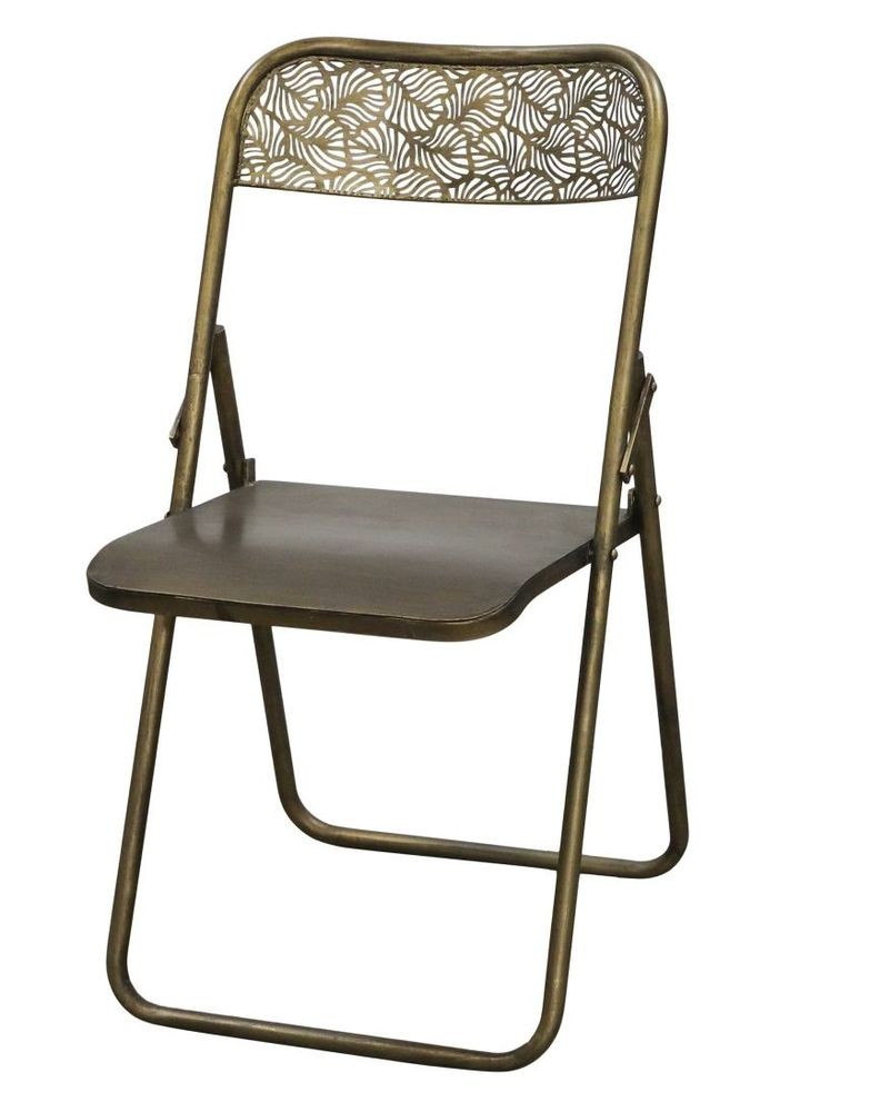 Mosazná antik kovová skládací židle Arles Chair - 52*45*82 cm