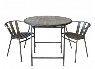 Granitová antik souprava stůl a 2 židle Factory Bistro - Ø 90*77 cm
