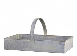 Dekorační plechový zinkový antik box podnos s rukojetí - 54*32*10 cm