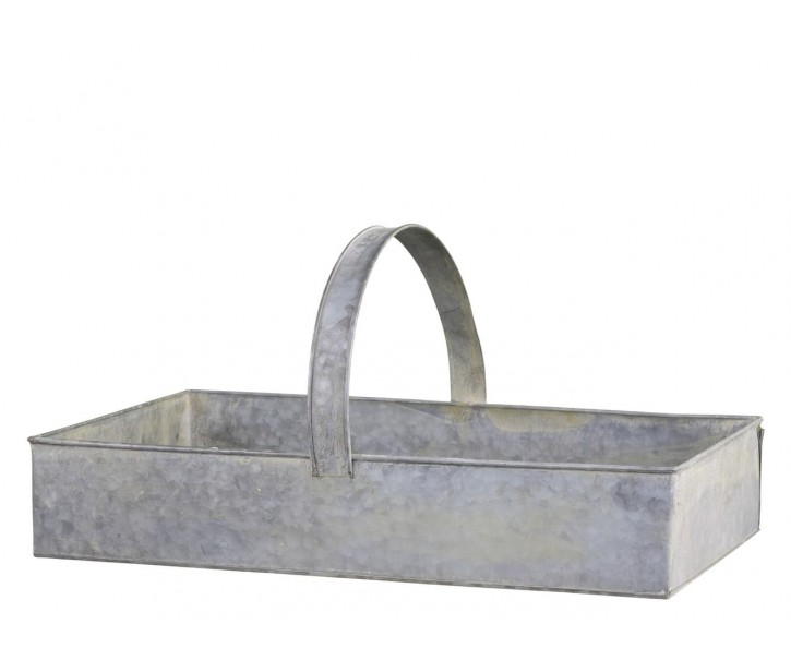 Dekorační plechový zinkový antik box podnos s rukojetí - 54*32*10 cm