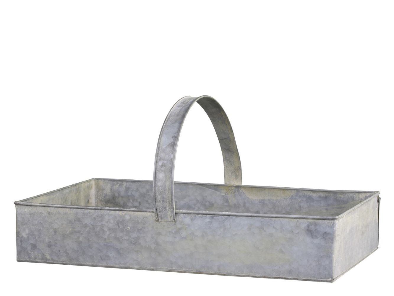 Dekorační plechový zinkový antik box podnos s rukojetí - 54*32*10 cm Chic Antique