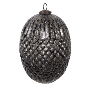 Černá skleněná vánoční ozdoba L - Ø 17*25 cm