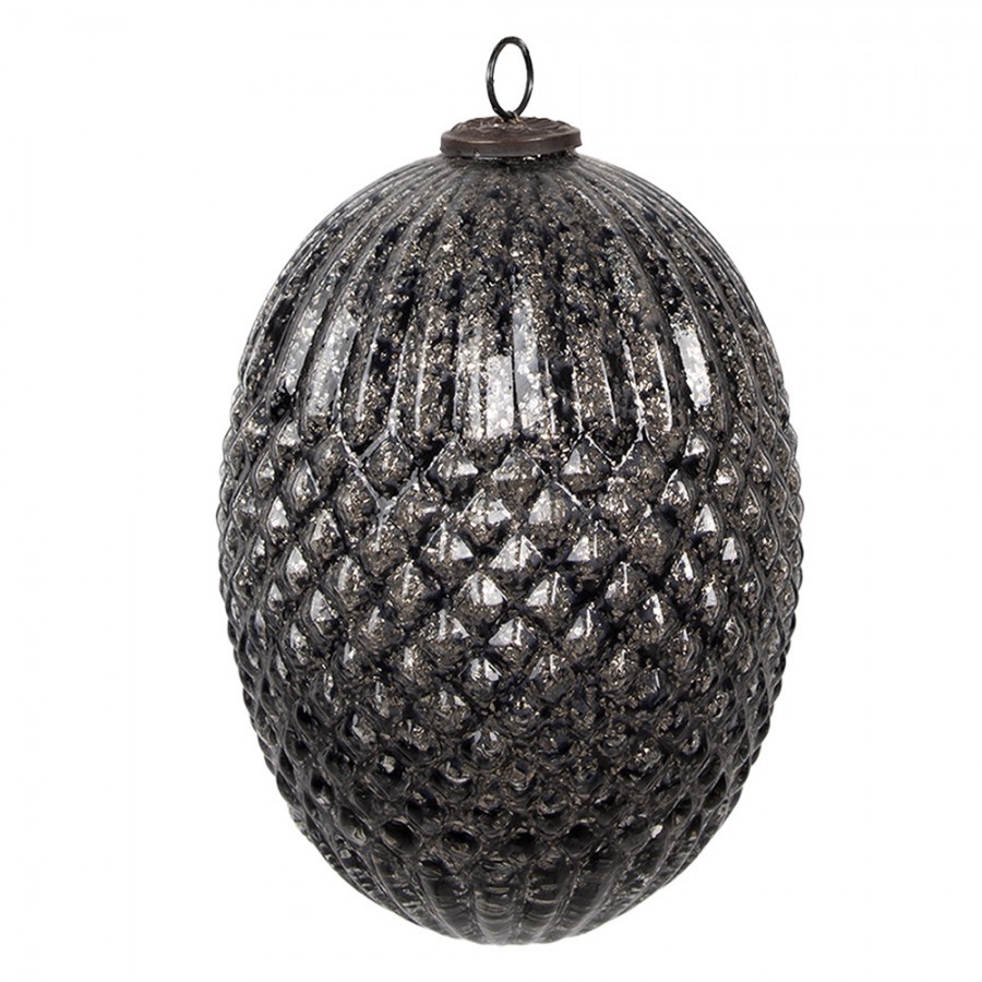 Černá skleněná vánoční ozdoba L - Ø 17*25 cm