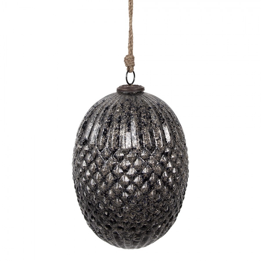 Černá skleněná vánoční ozdoba L - Ø 17*25 cm