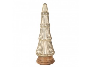Figurine Christmas Tree ? 15x45 Cm Gold Colored Glass Wood - 15,00 cm