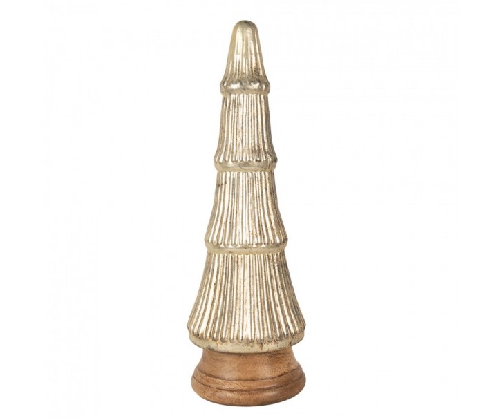 Figurine Christmas Tree ? 15x45 Cm Gold Colored Glass Wood - 15,00 cm Clayre & Eef