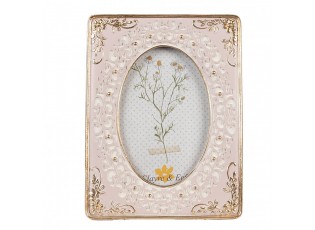 Růžovo- zlatý fotorámeček s květinovým motivem - 15*2*20 cm / 10*15 cm