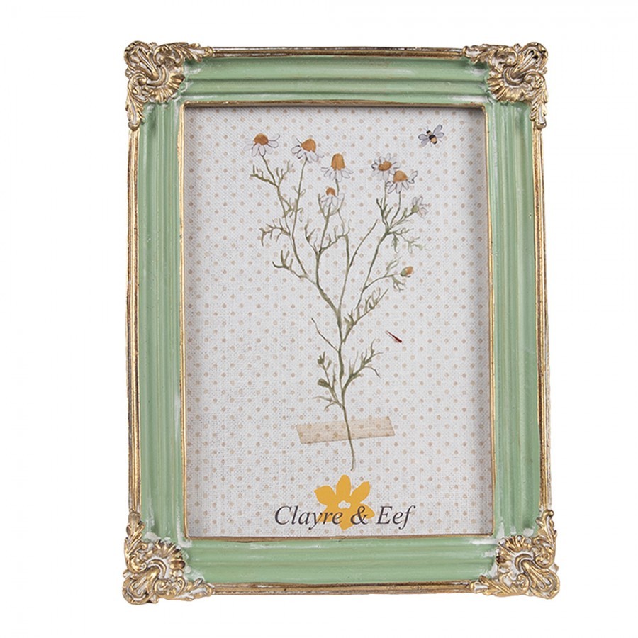 Zeleno - zlatý fotorámeček se zlatými ornamenty - 16*2*21 cm / 13*18 cm