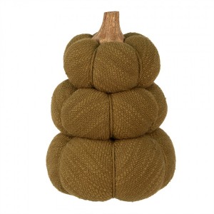 Zelená 3-patrová látková dekorace dýně Pumpkin - Ø 13*18 cm 