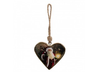 Christmas Ornament 13x2x13 Cm Red Wood Santa Claus Heart-Shaped - 