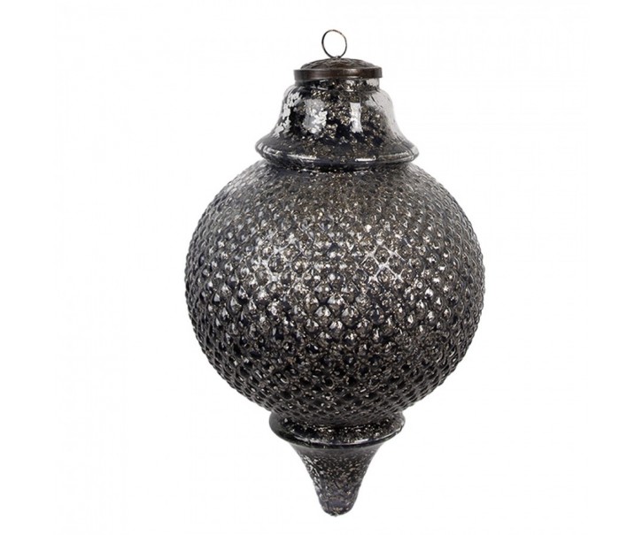 Granitová skleněná vánoční ozdoba špičatá baňka M - 16*27 cm Clayre & Eef