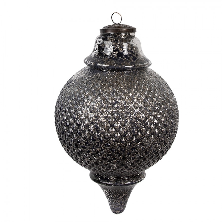 Granitová skleněná vánoční ozdoba špičatá baňka M - 16*27 cm