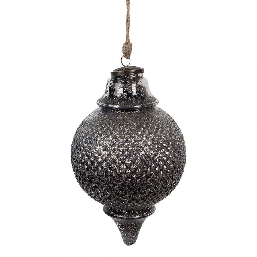 Granitová skleněná vánoční ozdoba špičatá baňka M - 16*27 cm