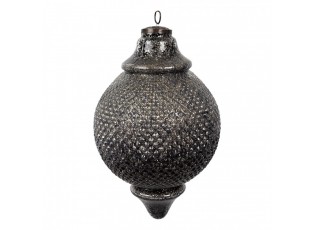 Granitová skleněná vánoční ozdoba špičatá baňka L - 20*32 cm
