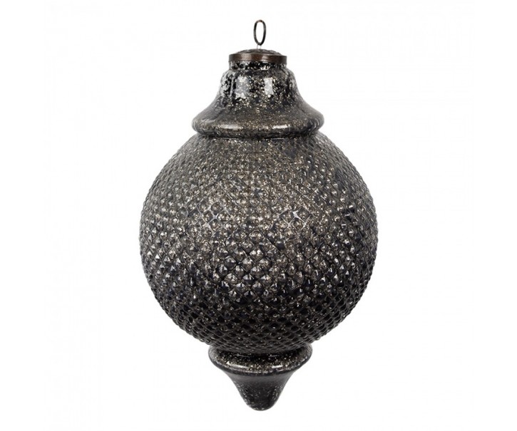 Granitová skleněná vánoční ozdoba špičatá baňka L - 20*32 cm Clayre & Eef