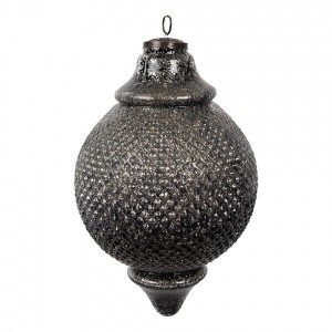 Granitová skleněná vánoční ozdoba špičatá baňka L - 20*32 cm