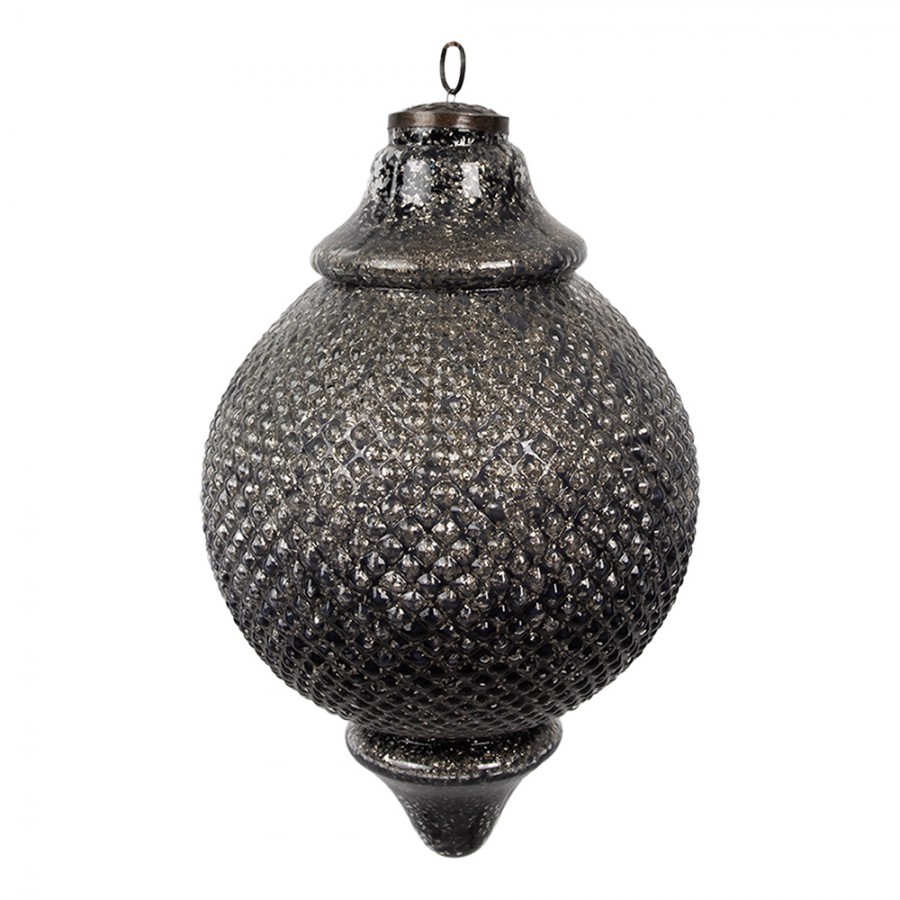 Granitová skleněná vánoční ozdoba špičatá baňka L - 20*32 cm