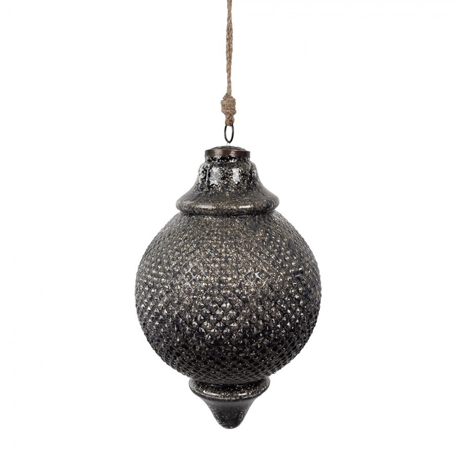 Granitová skleněná vánoční ozdoba špičatá baňka L - 20*32 cm