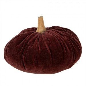 Vínová sametová dekorace dýně Pumpkin XXL - Ø 25*16 cm 