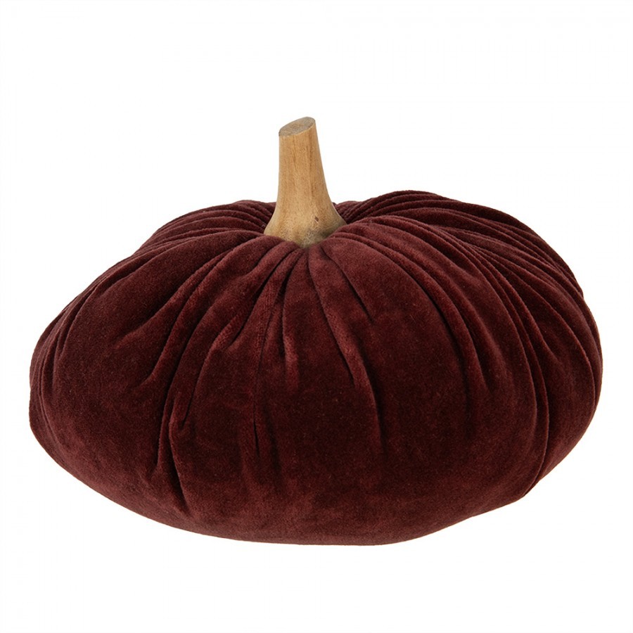 Vínová sametová dekorace dýně Pumpkin XXL - Ø 25*16 cm 