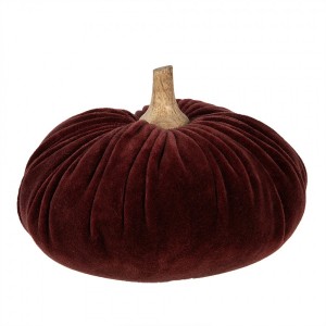 Vínová sametová dekorace dýně Pumpkin XL - Ø 20*14 cm 