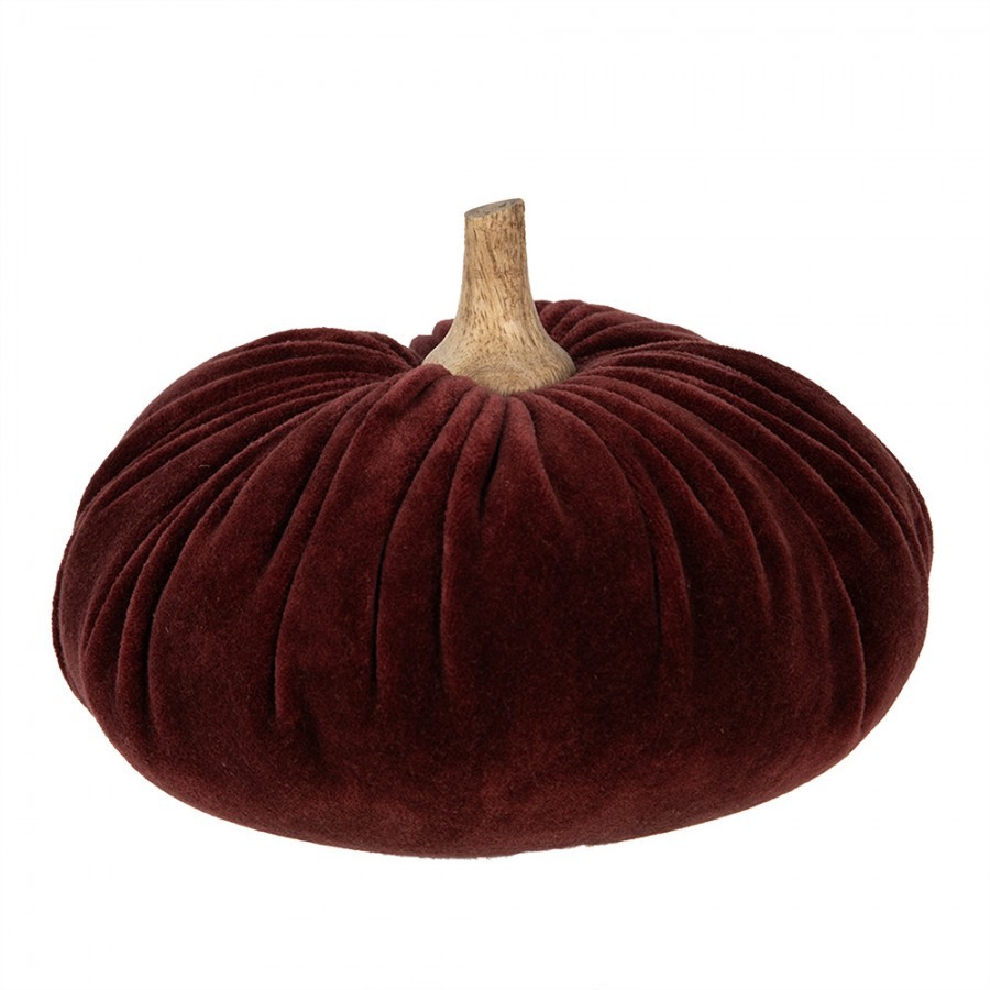 Vínová sametová dekorace dýně Pumpkin XL - Ø 20*14 cm 