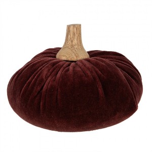 Vínová sametová dekorace dýně Pumpkin L - 15*12 cm 