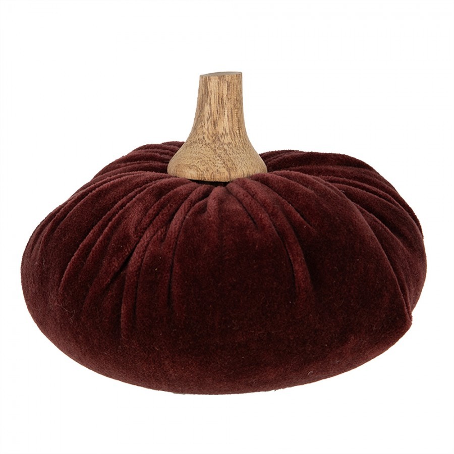 Vínová sametová dekorace dýně Pumpkin L - 15*12 cm 
