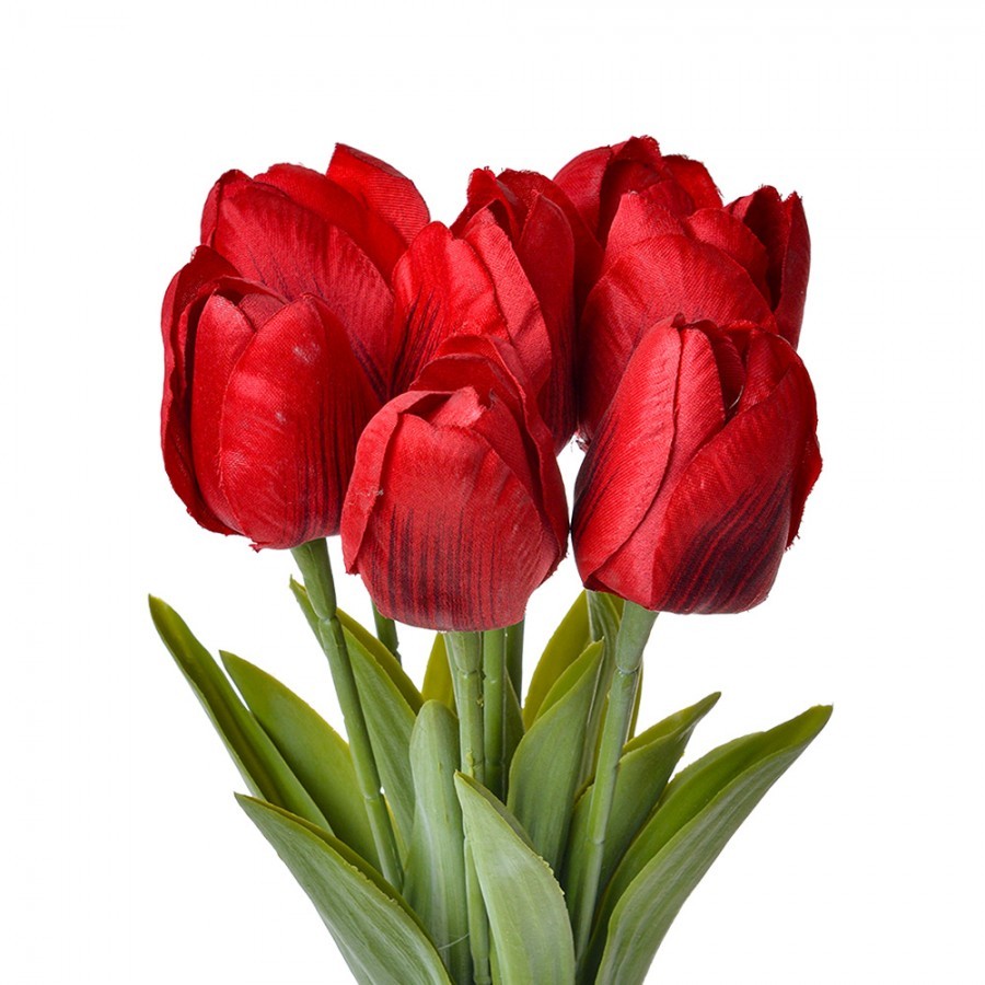 Dekorace umělá květina červených tulipánů - 10*10*32 cm