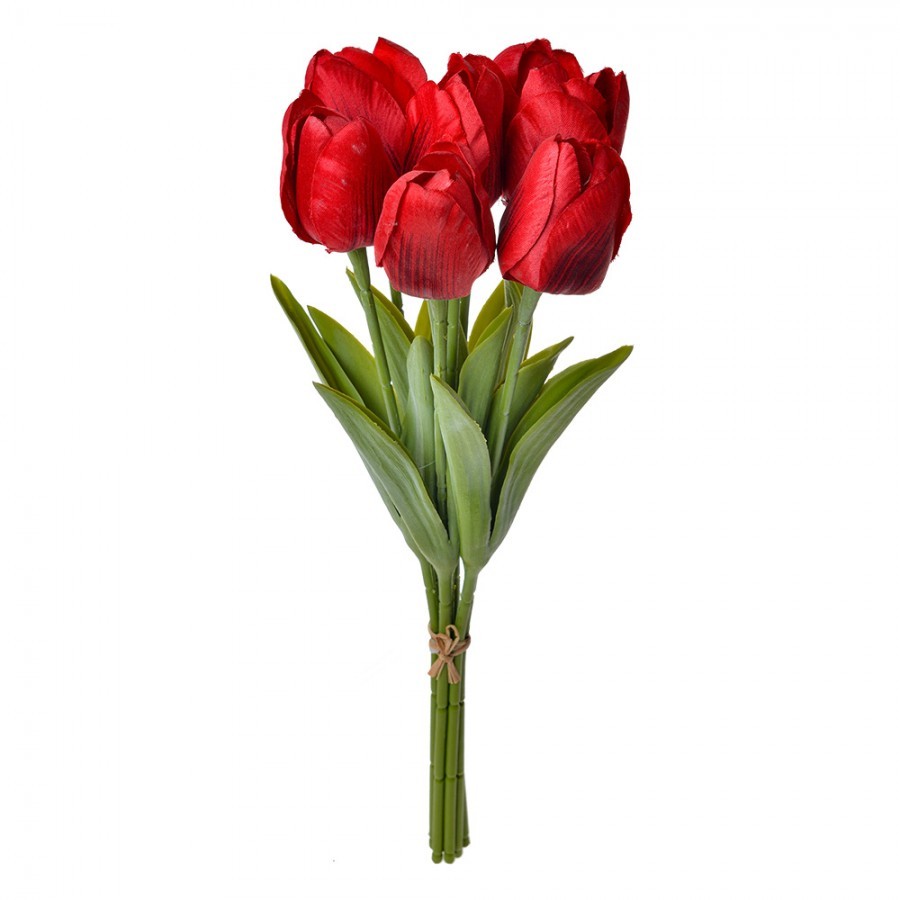 Dekorace umělá květina červených tulipánů - 10*10*32 cm