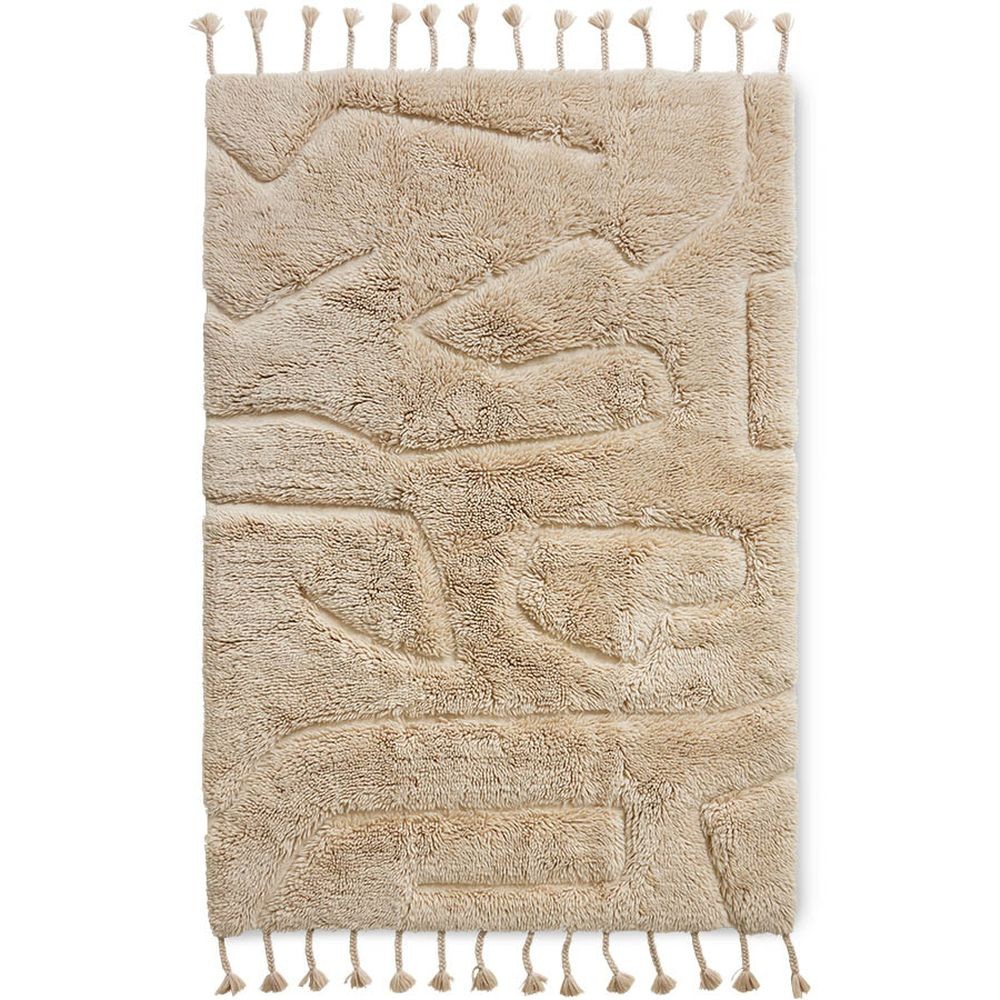 Béžový vlněný koberec se vzorem Limitless - 140*200 cm