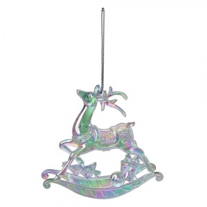 Stříbrná vánoční ozdoba houpací jelen - 11*3*10 cm