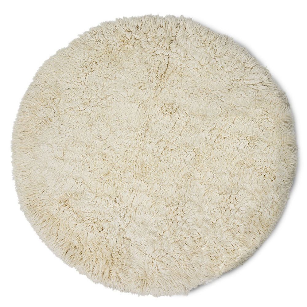 Krémový nadýchaný vlněný kulatý koberec Tarrio - Ø 250 cm HKLIVING