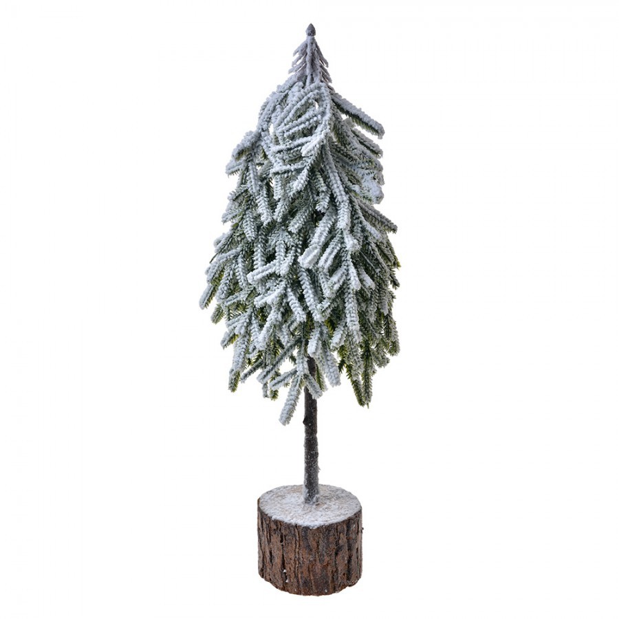 Vánoční dekorace zasněžený jehličnatý stromek - 17*14*44 cm