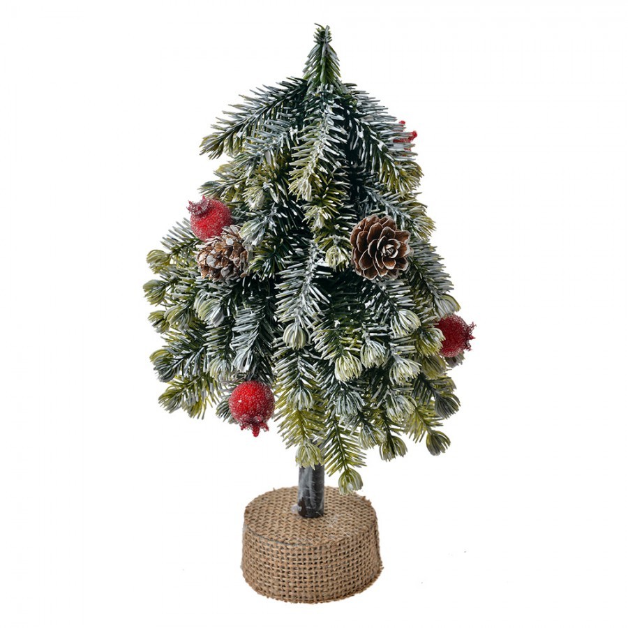 Vánoční dekorace jehličnatý stromek se šiškami - 12*12*24 cm