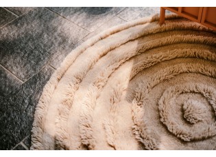 Béžový kulatý vlněný koberec Tippo - Ø 150 cm
