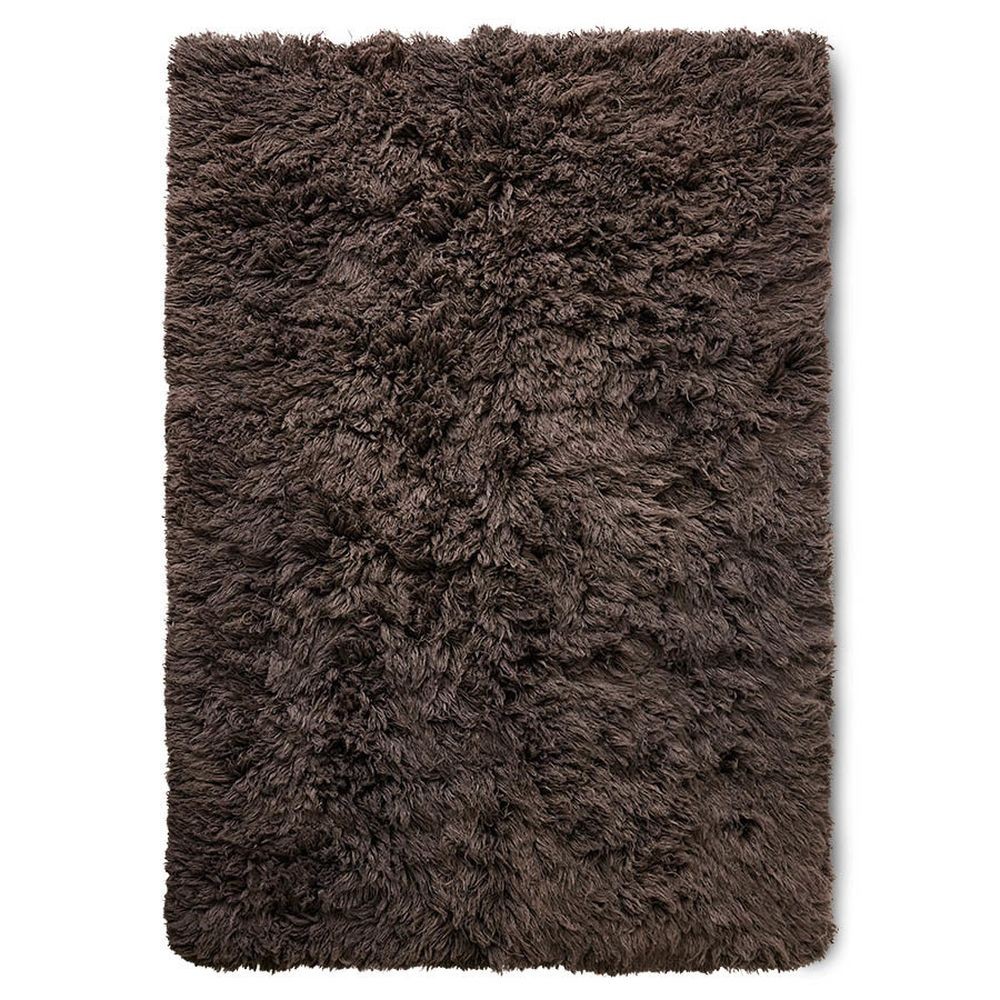 Hnědý nadýchaný vlněný koberec Fluffy rug espresso - 200*300 cm
