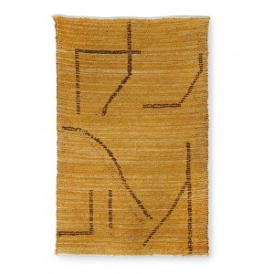 Okrový ručně tkaný bavlněný koberec se vzorem Woven - 120*180 cm